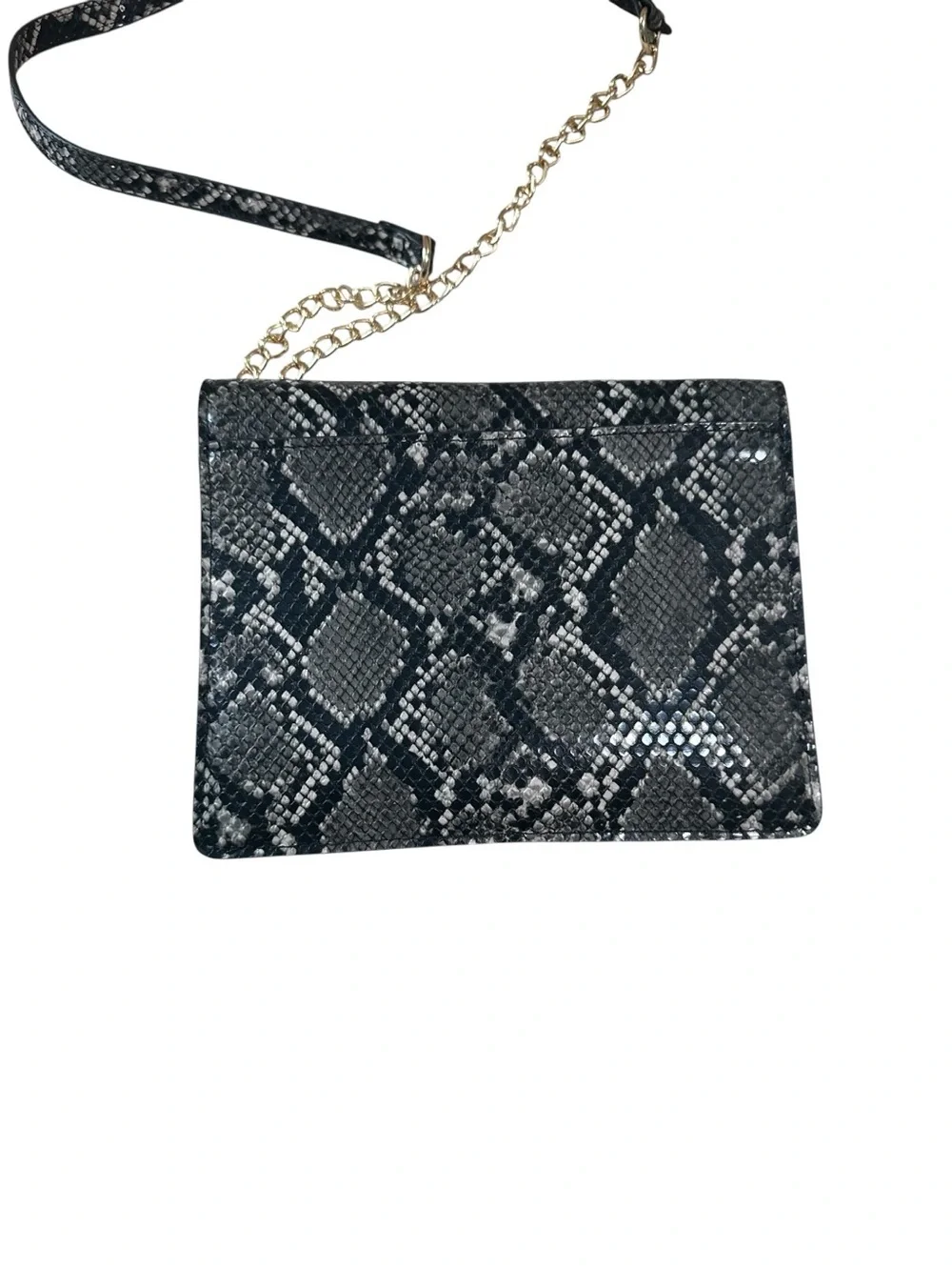 Urban Expessions Black Snake-Print Crossbody Bag with Gold Ring Accent